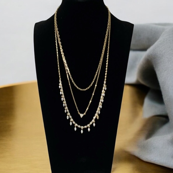 Women's Nordstrom Layered Cubic Zirconia & Chain Collar Necklace new - Picture 1 of 7